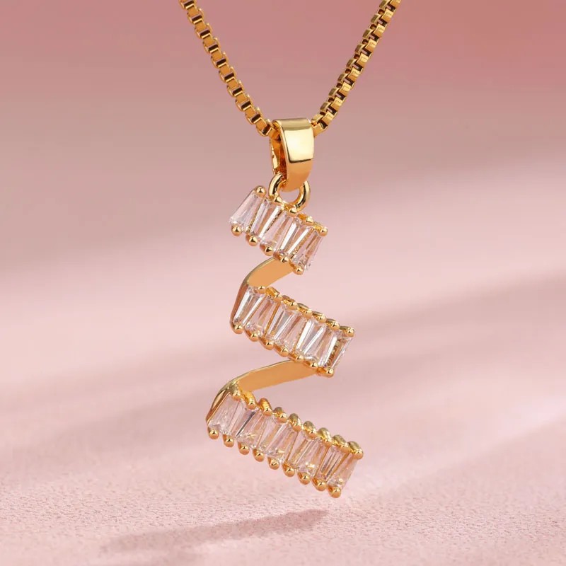 Elegant Shiny Maple Leaf Flower Stainless Steel Plating Inlay Zircon 18K Gold Plated Pendant Necklace_colorza_4