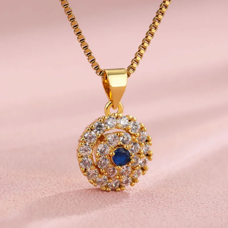 Elegant Shiny Maple Leaf Flower Stainless Steel Plating Inlay Zircon 18K Gold Plated Pendant Necklace_colorza_16