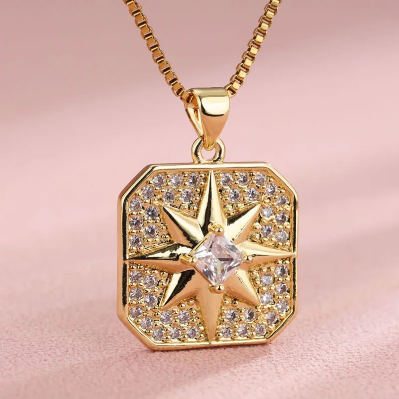 Elegant Shiny Maple Leaf Flower Stainless Steel Plating Inlay Zircon 18K Gold Plated Pendant Necklace_colorza_19
