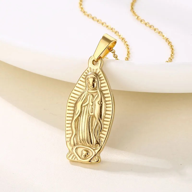 Retro Portrait Stainless Steel Plating 18K Gold Plated Pendant Necklace_colorza_1