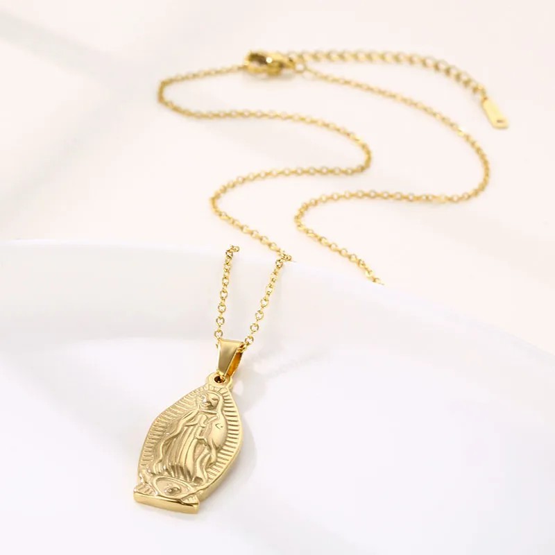 Retro Portrait Stainless Steel Plating 18K Gold Plated Pendant Necklace_colorza_2