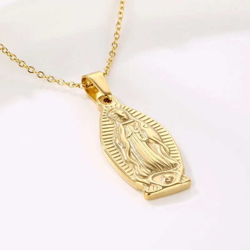 Retro Portrait Stainless Steel Plating 18K Gold Plated Pendant Necklace_colorza_3