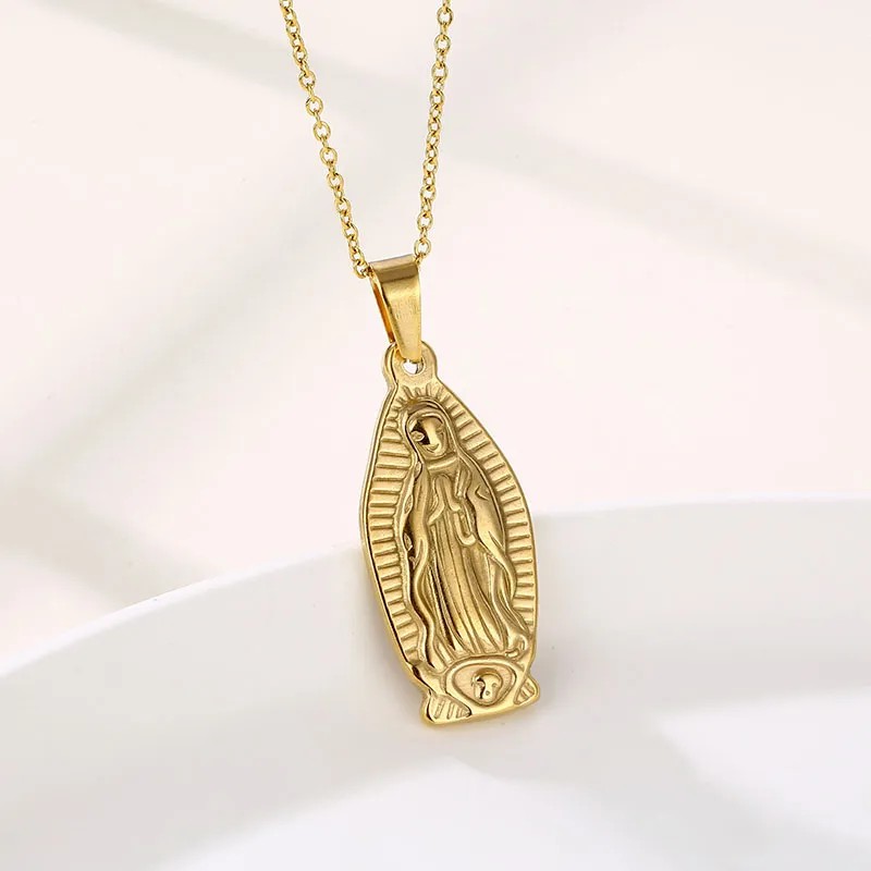 Retro Portrait Stainless Steel Plating 18K Gold Plated Pendant Necklace_colorza_4