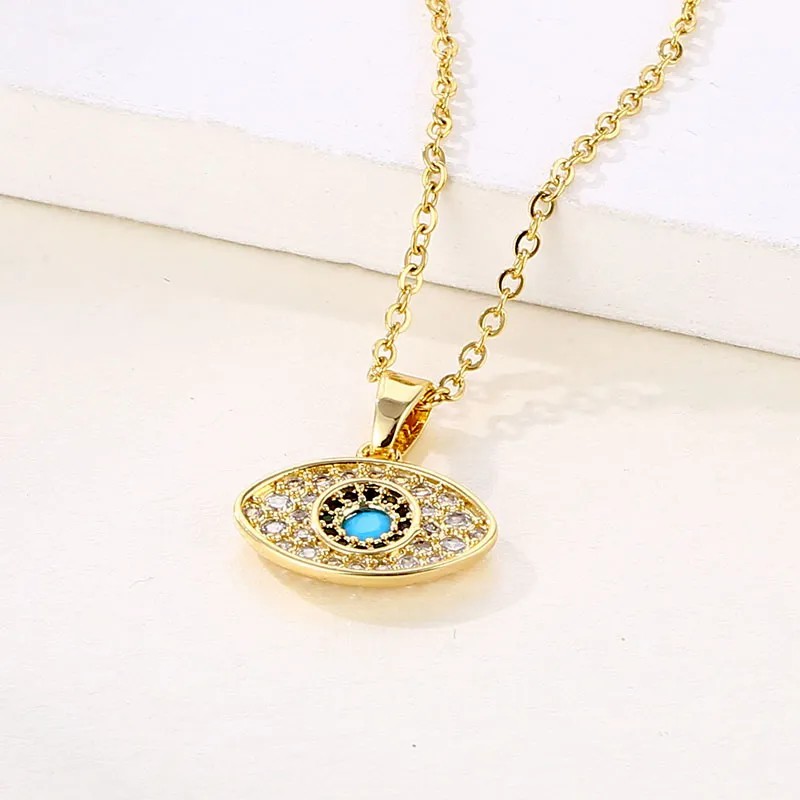 Casual Modern Style Devil'S Eye Stainless Steel Plating Inlay Opal Zircon 18K Gold Plated Pendant Necklace_colorza_4