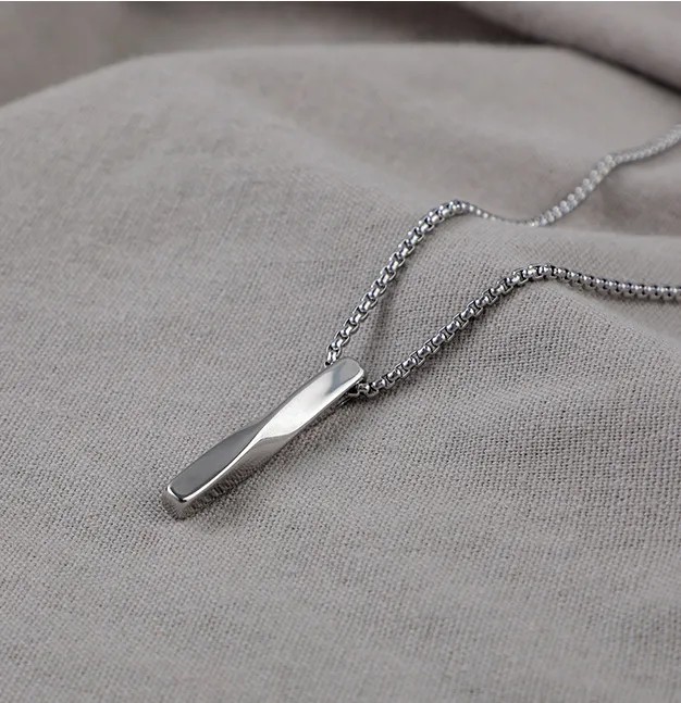 Hip-Hop Simple Style Solid Color Titanium Steel Gold Plated Pendant Necklace Long Necklace_colorza_1