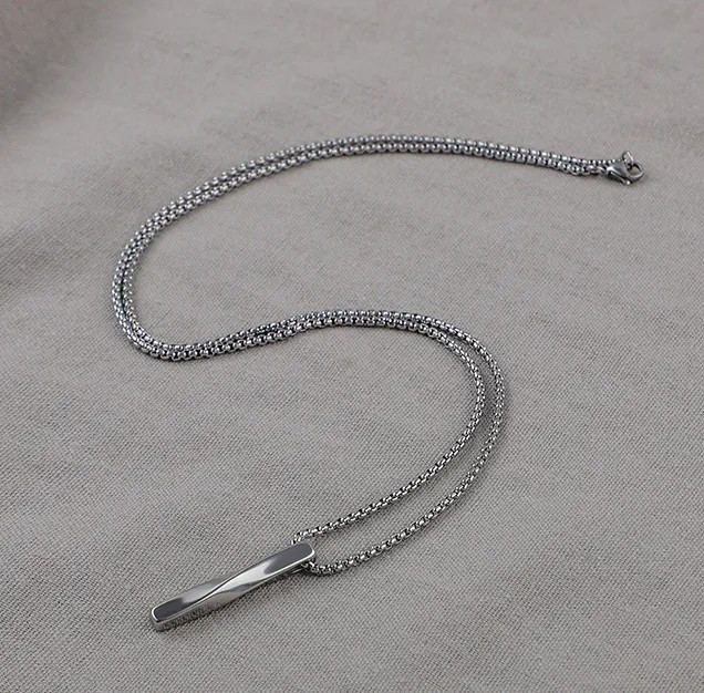Hip-Hop Simple Style Solid Color Titanium Steel Gold Plated Pendant Necklace Long Necklace_colorza_2