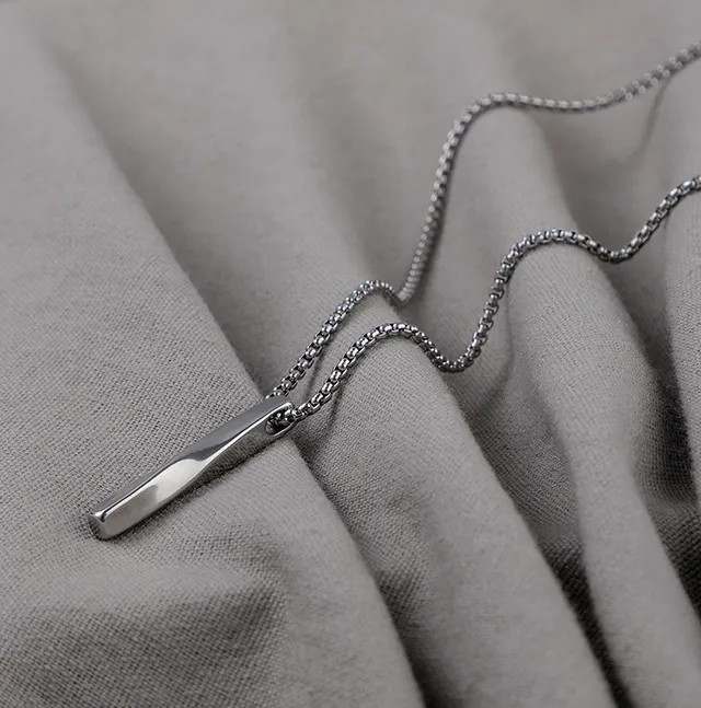 Hip-Hop Simple Style Solid Color Titanium Steel Gold Plated Pendant Necklace Long Necklace_colorza_3