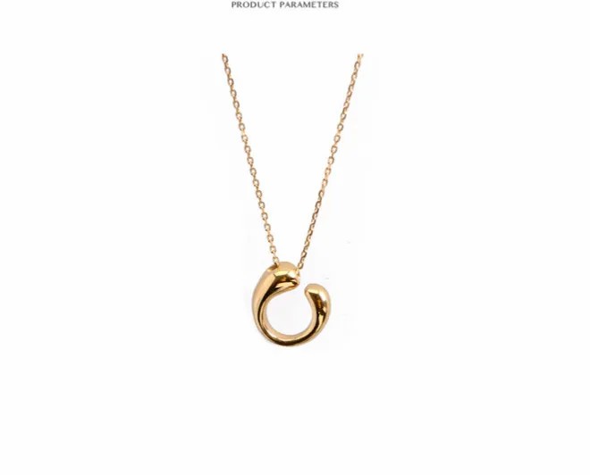 Simple Style C Shape Titanium Steel Plating Gold Plated Pendant Necklace_colorza_3
