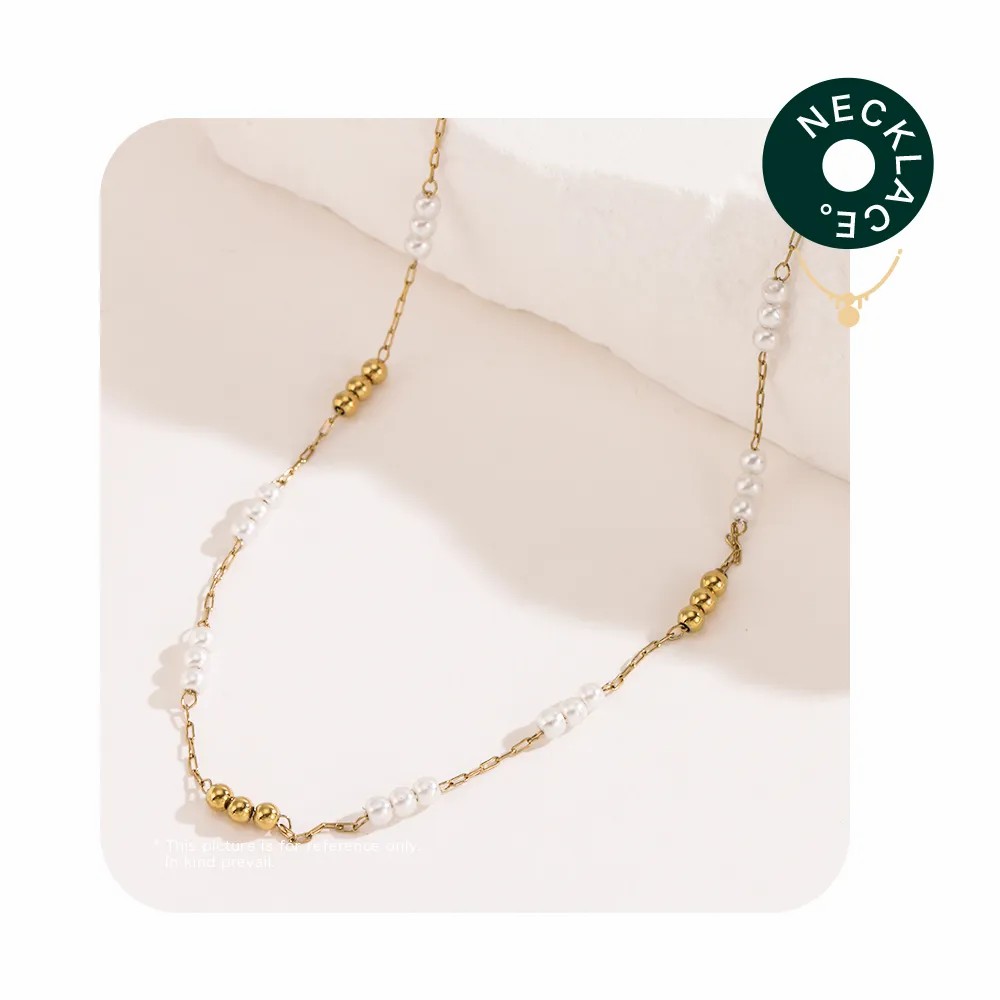 Casual Simple Style Geometric Stainless Steel Imitation Pearl Plating Necklace_colorza_1