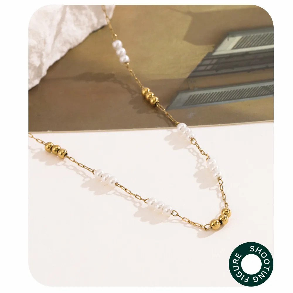 Casual Simple Style Geometric Stainless Steel Imitation Pearl Plating Necklace_colorza_5