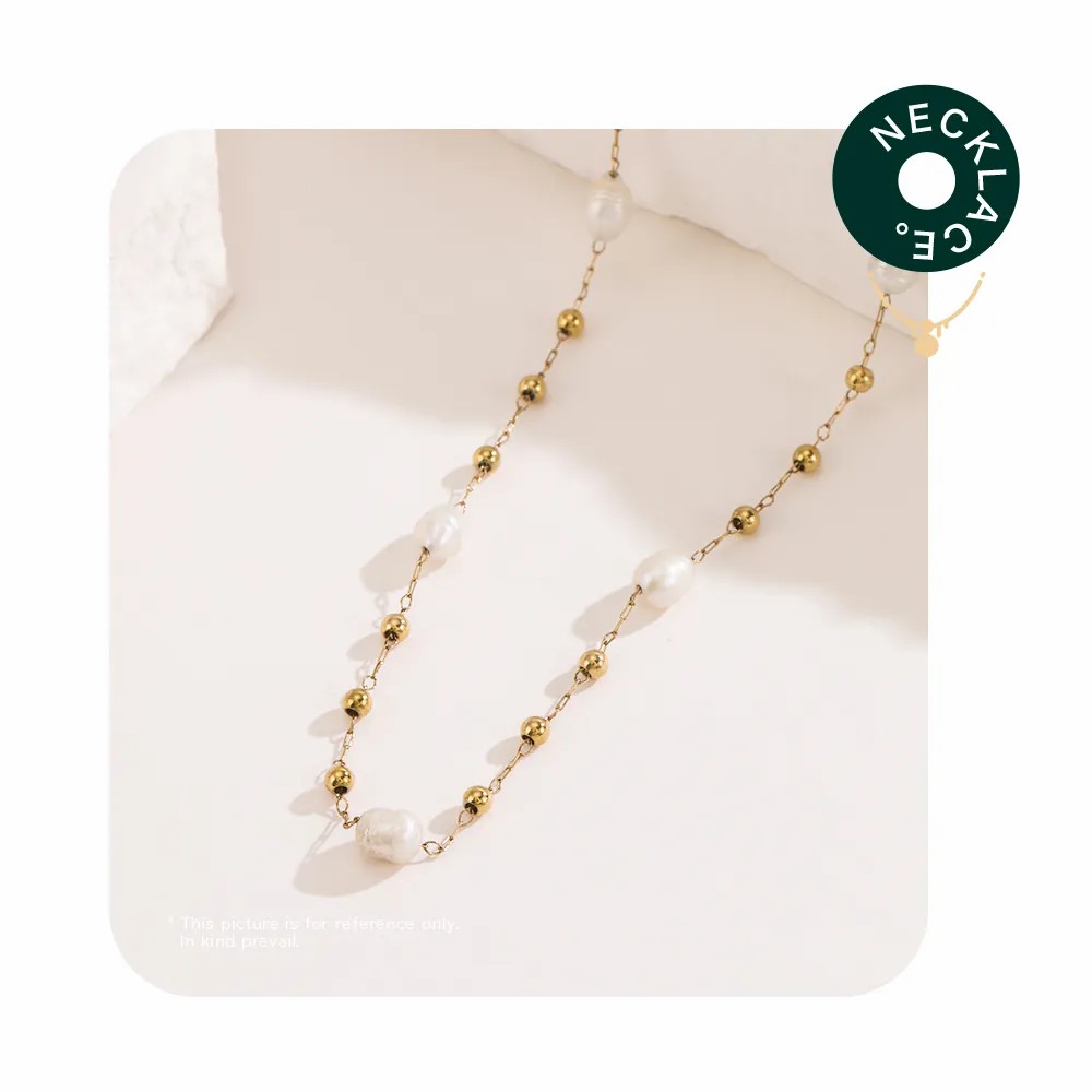 Casual Simple Style Geometric Stainless Steel Imitation Pearl Plating Necklace_colorza_1
