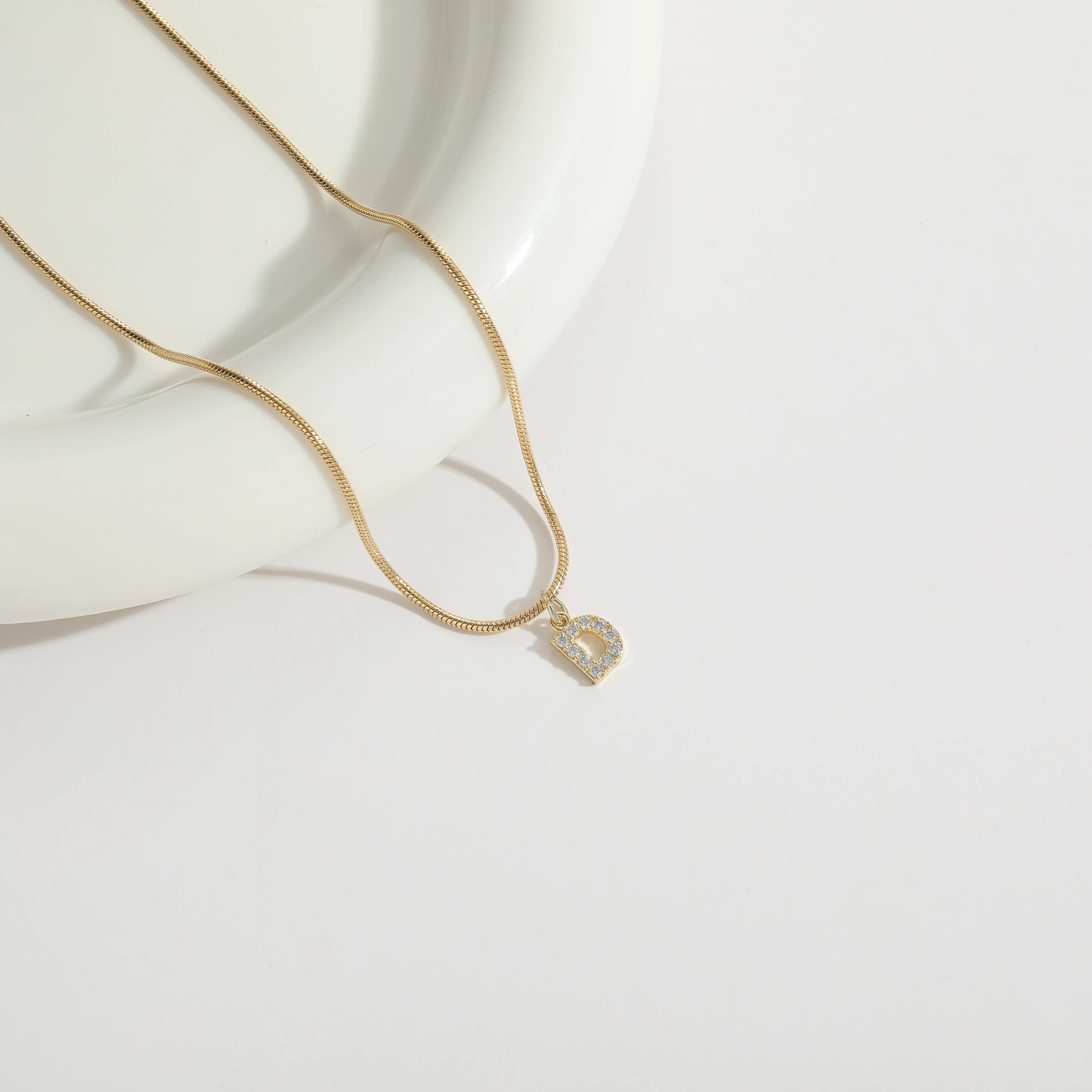 Letter 14K Gold Plated Pendant Necklace
