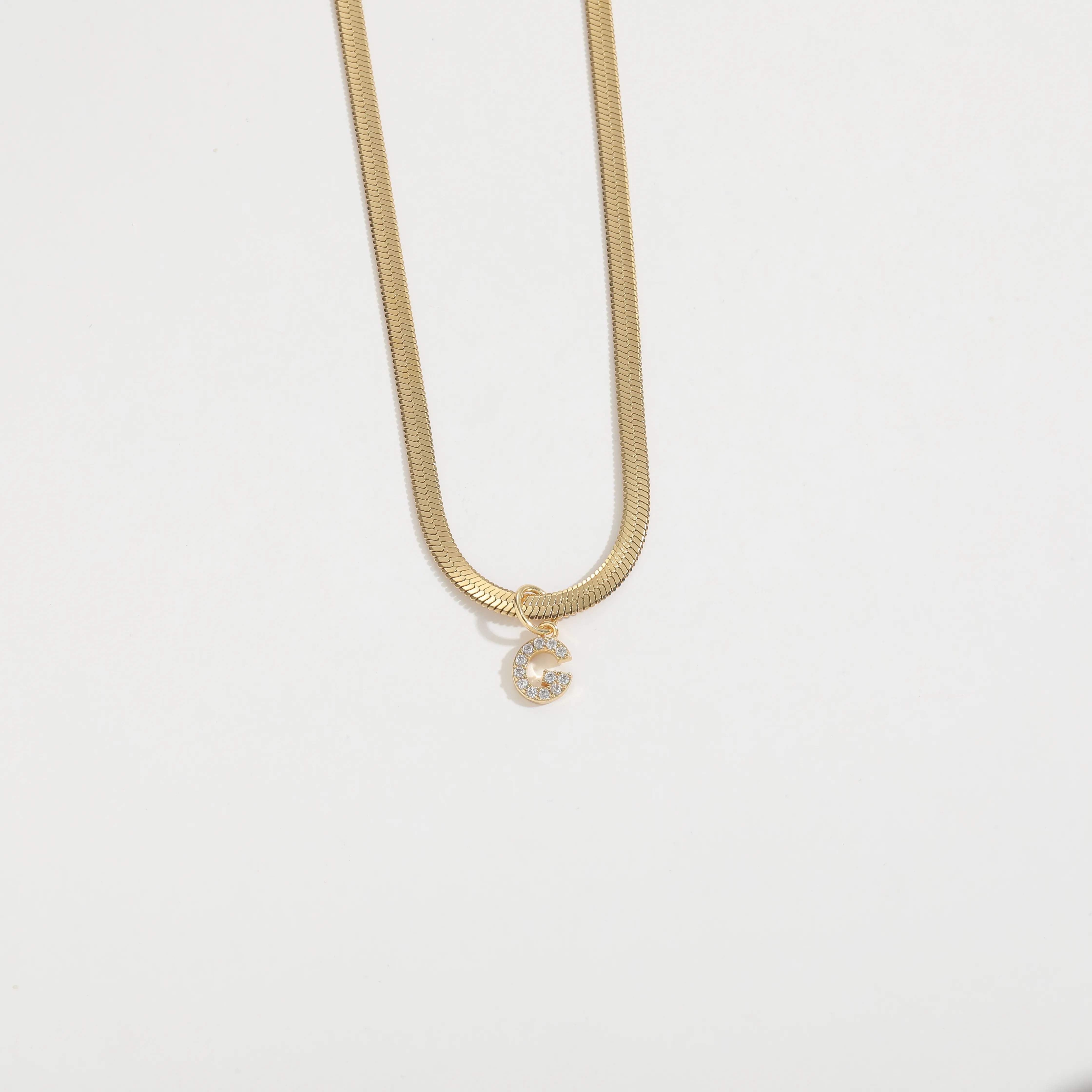 Letter Titanium Steel Inlay Zircon Necklace