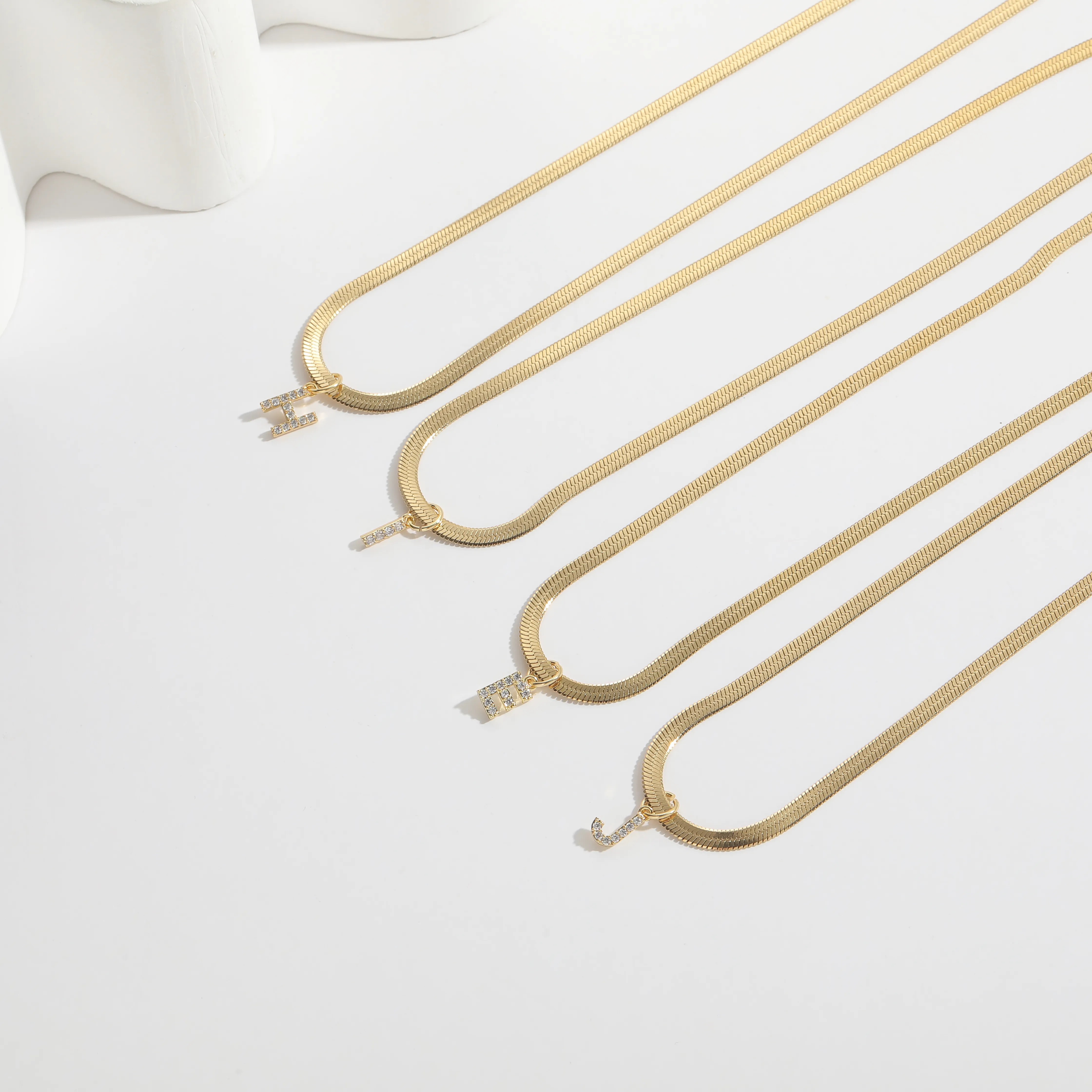 Letter Titanium Steel 14K Gold Plated Necklace