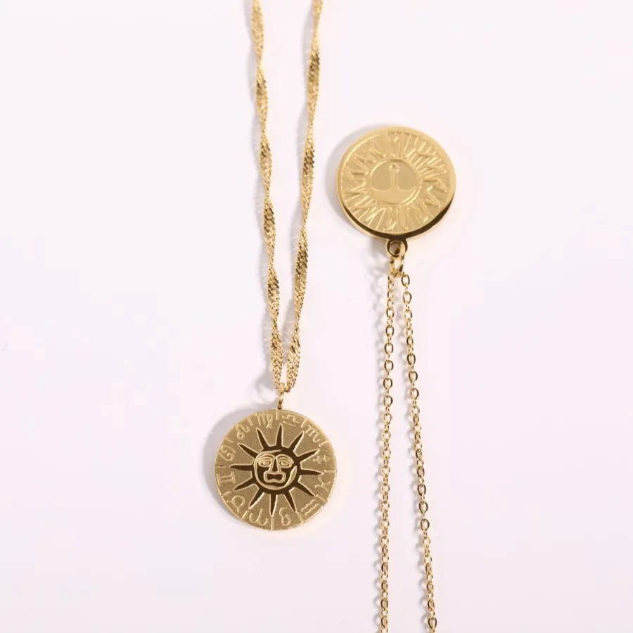 Sun 18K Gold Plated Pendant Necklace