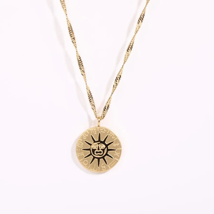 Round Sun Plating Gold Plated Necklace