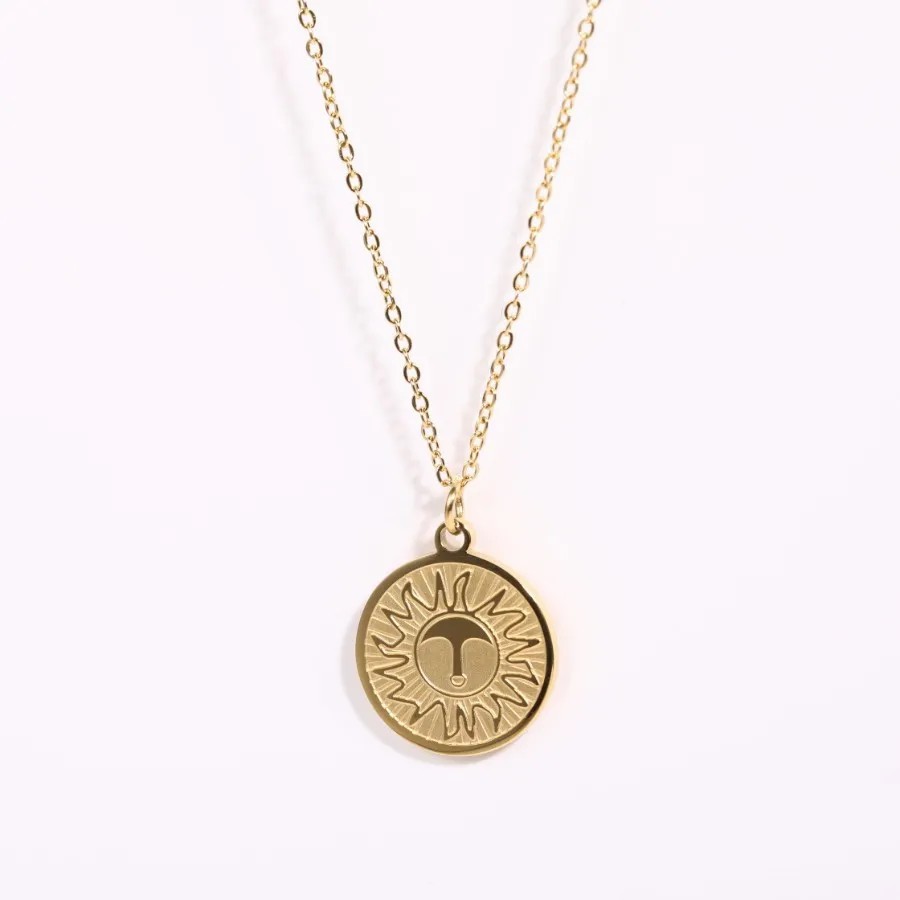 Round Sun 18K Gold Plated Necklace