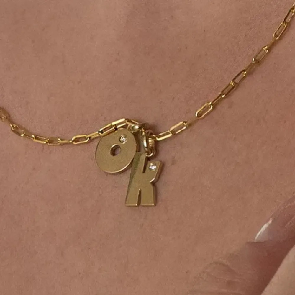 Letter 18K Gold Plated Pendant Necklace