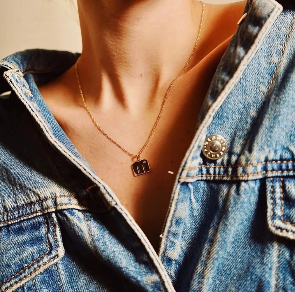 Letter Plating Inlay Zircon Gold Plated Necklace