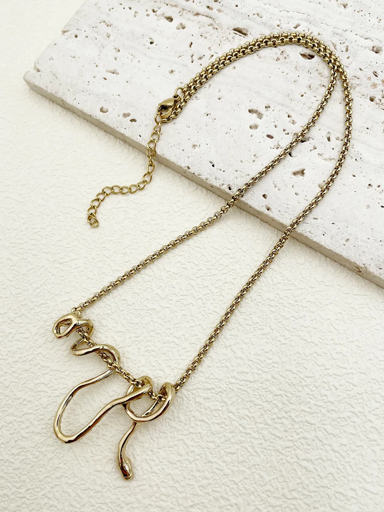 Beach Artistic Snake Stainless Steel Plating Gold Plated Necklace_colorza_1
