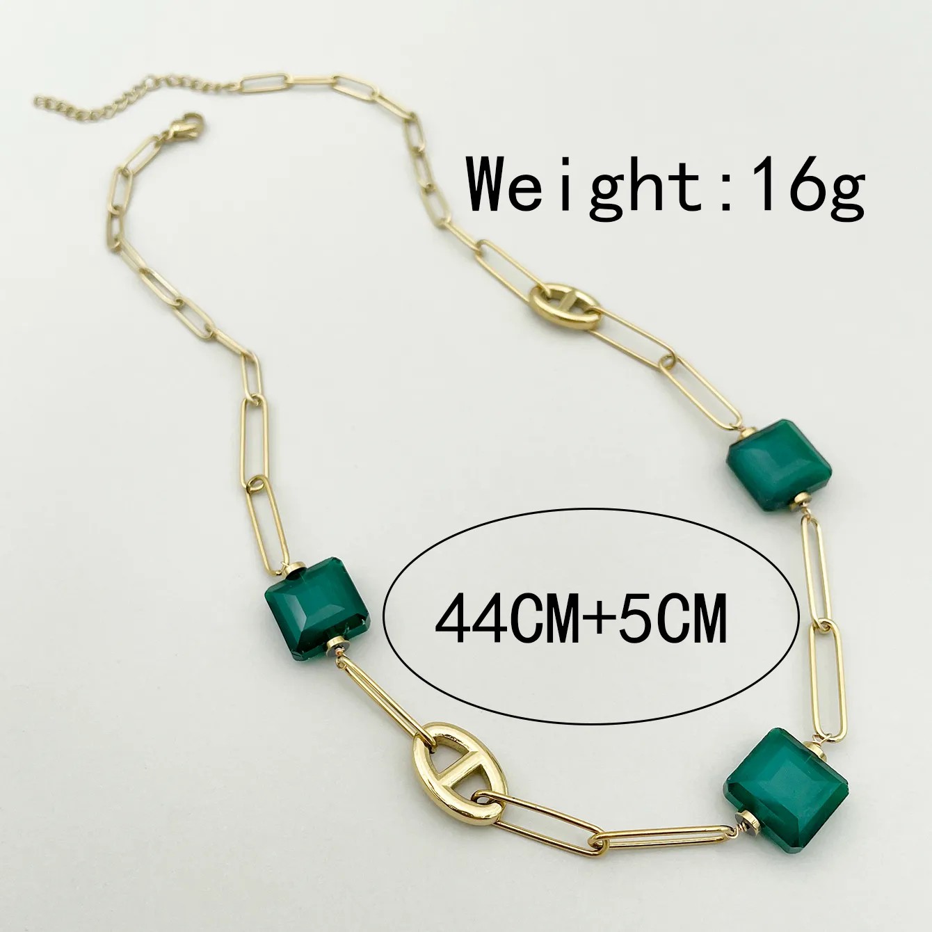 Simple Style Irregular Stainless Steel Metal Polishing Plating Inlay Gem Gold Plated Necklace_colorza_3