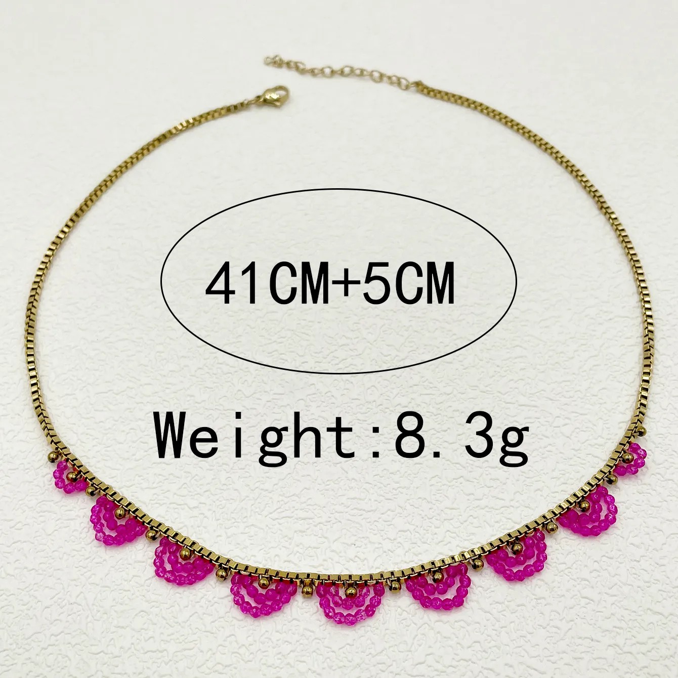 French Style Romantic Semicircle Stainless Steel Artificial Crystal Gold Plated Necklace_colorza_3