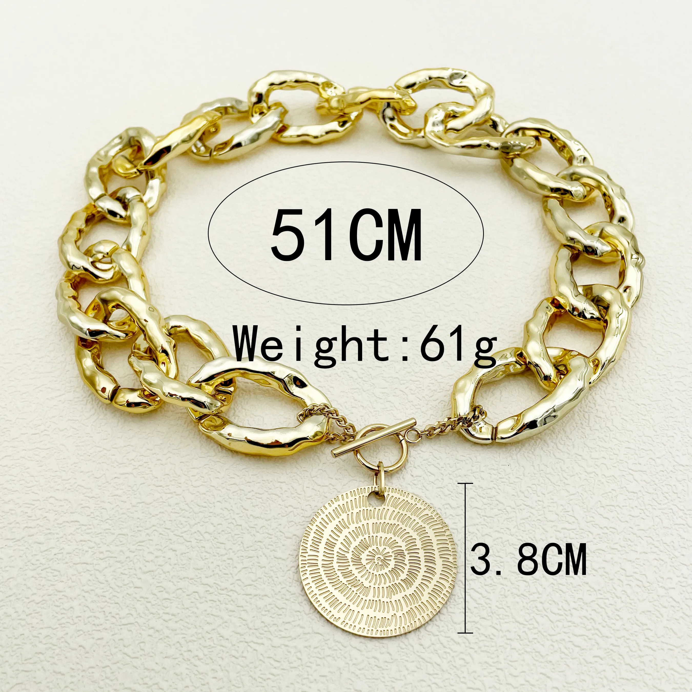 Retro Punk Modern Style Round Stainless Steel Polishing Plating Gold Plated Pendant Necklace_colorza_3