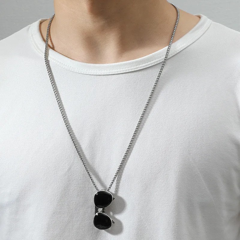 Casual Hip-Hop Punk Letter Star Bear Titanium Steel Plating Inlay Acrylic Artificial Pearls Rhinestones Silver Plated Necklace_colorza_19