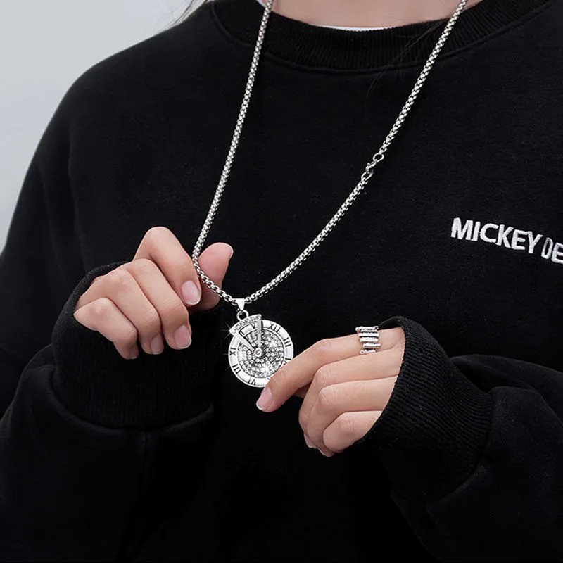 Casual Hip-Hop Punk Letter Star Bear Titanium Steel Plating Inlay Acrylic Artificial Pearls Rhinestones Silver Plated Necklace_colorza_21