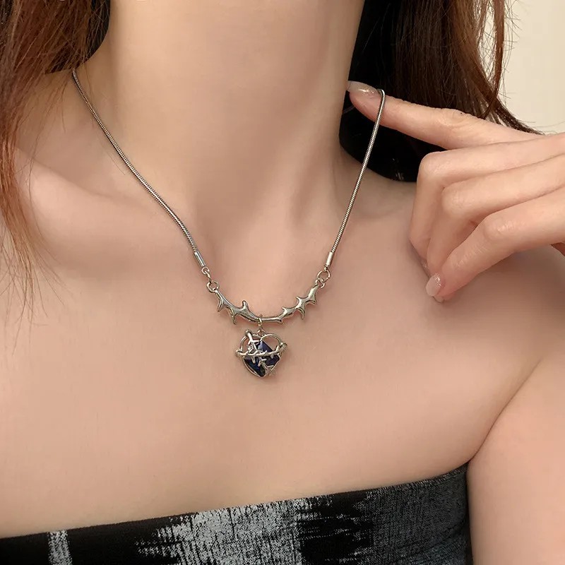 Casual Hip-Hop Punk Letter Star Bear Titanium Steel Plating Inlay Acrylic Artificial Pearls Rhinestones Silver Plated Necklace_colorza_30
