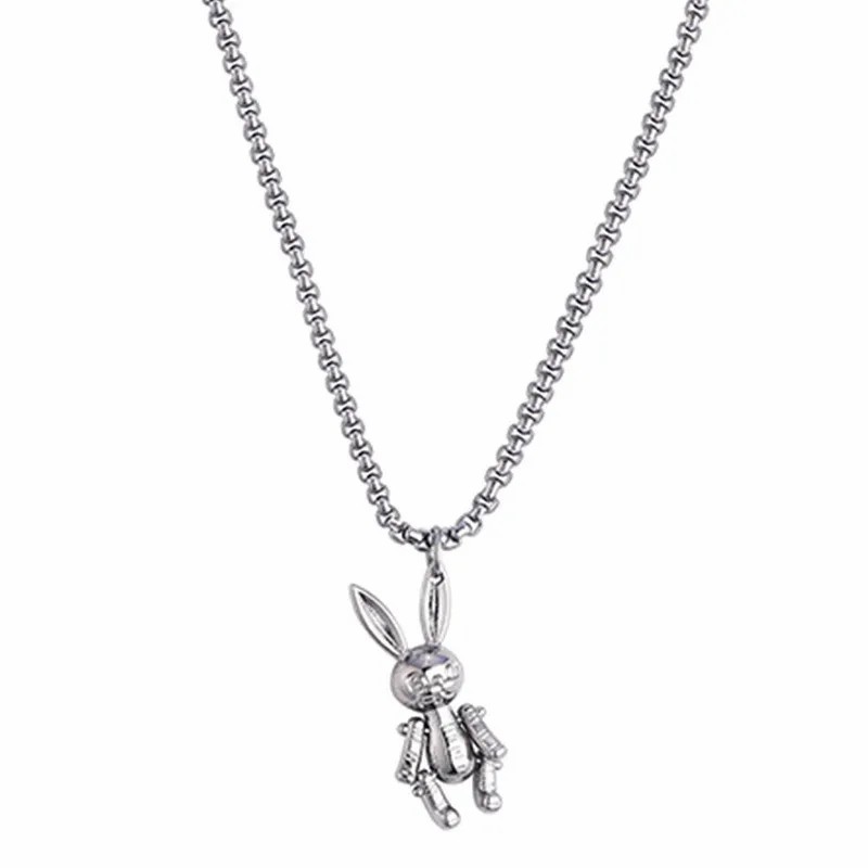Casual Hip-Hop Punk Letter Star Bear Titanium Steel Plating Inlay Acrylic Artificial Pearls Rhinestones Silver Plated Necklace_colorza_33