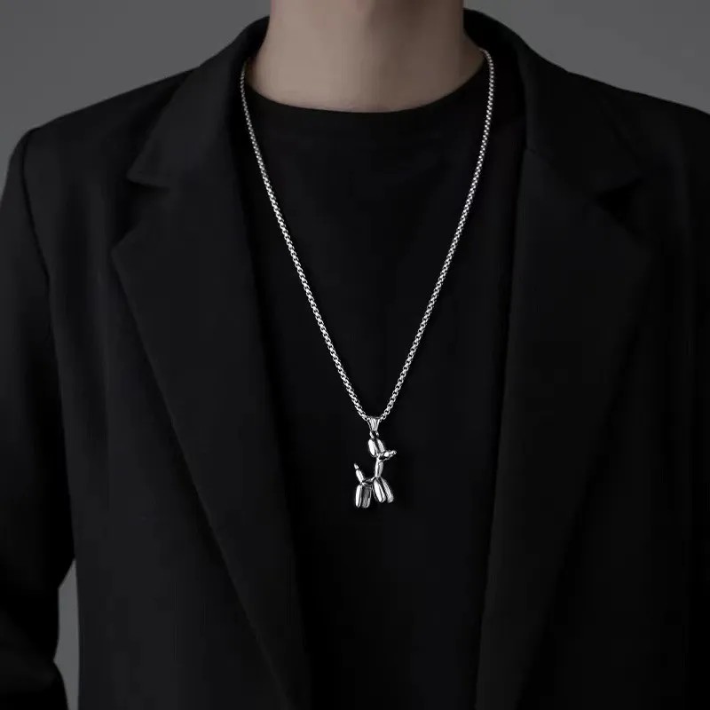 Casual Hip-Hop Punk Letter Star Bear Titanium Steel Plating Inlay Acrylic Artificial Pearls Rhinestones Silver Plated Necklace_colorza_36