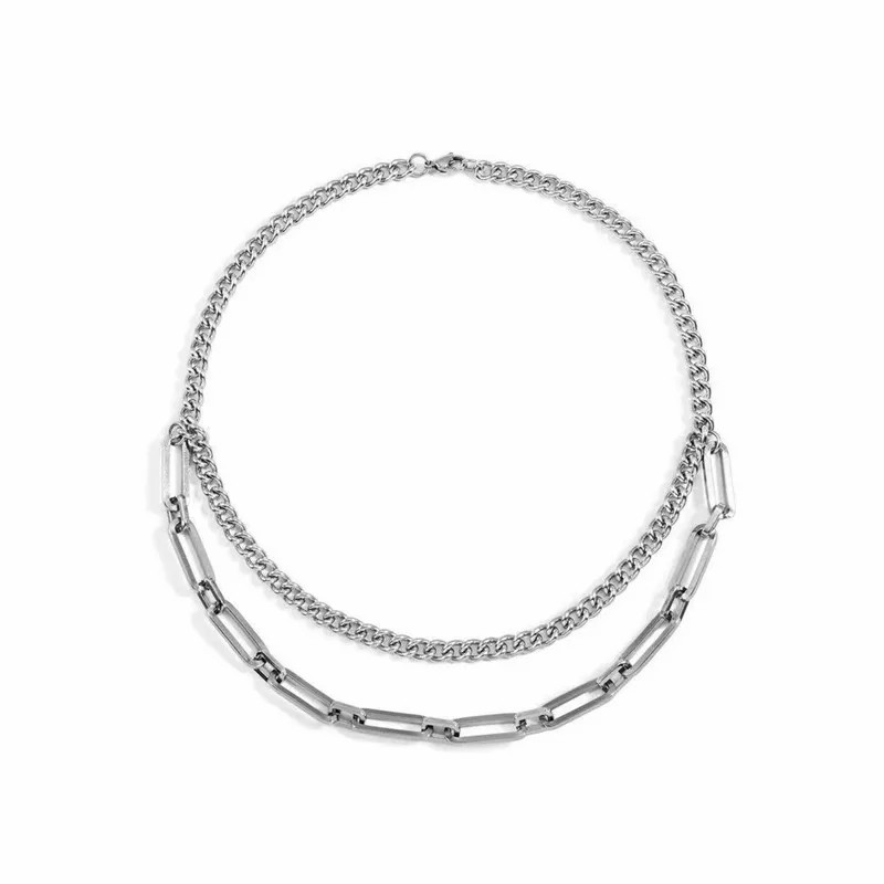 Casual Hip-Hop Punk Letter Star Bear Titanium Steel Plating Inlay Acrylic Artificial Pearls Rhinestones Silver Plated Necklace_colorza_39