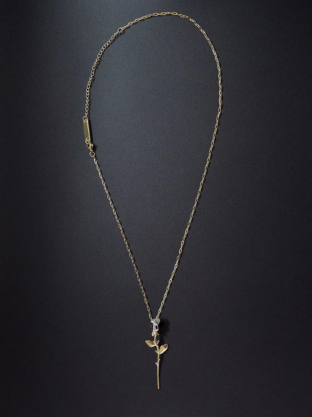 Hip-Hop Rose Titanium Steel Pendant Necklace_colorza_1