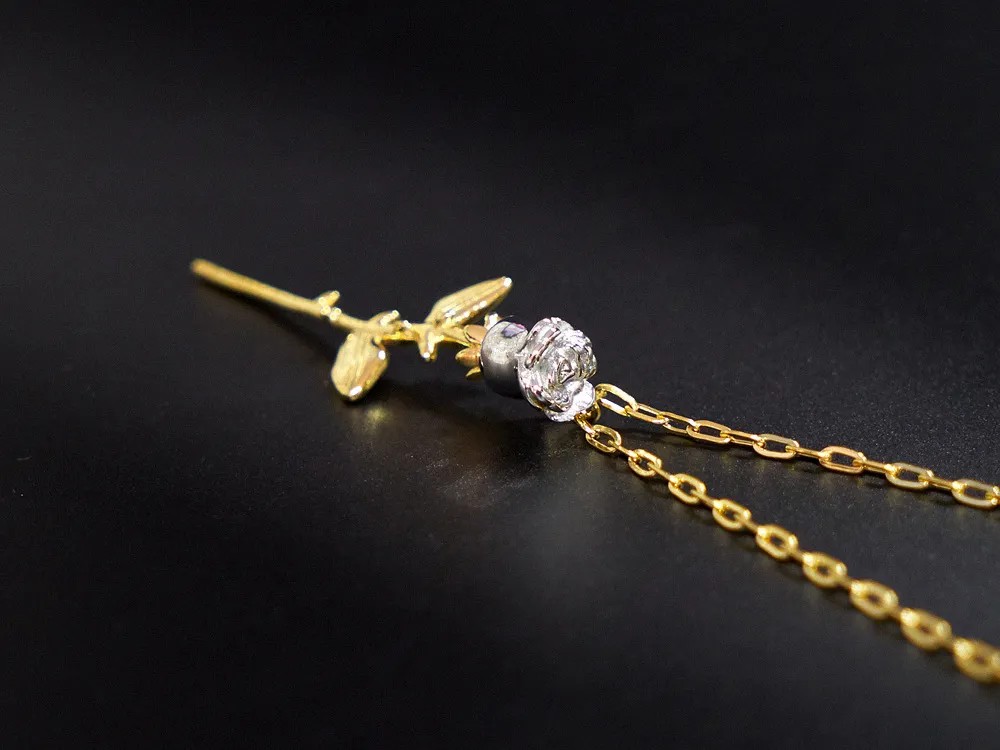 Hip-Hop Rose Titanium Steel Pendant Necklace_colorza_2