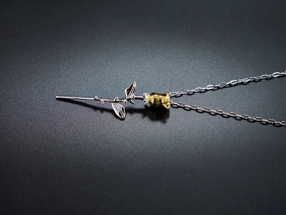Hip-Hop Rose Titanium Steel Pendant Necklace_colorza_3