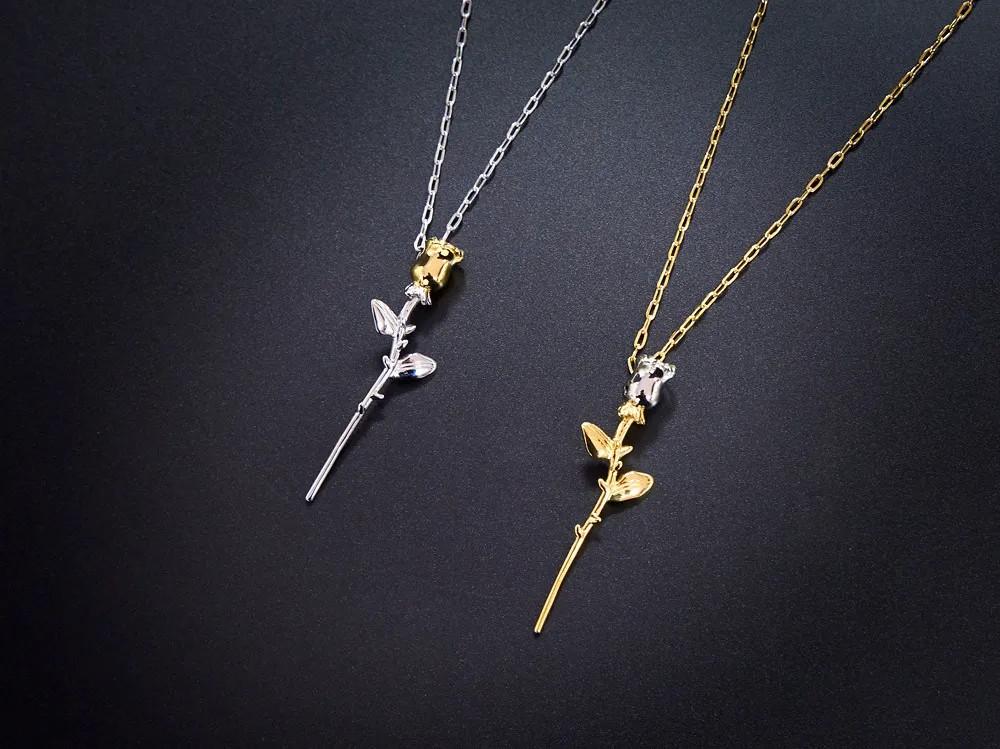 Hip-Hop Rose Titanium Steel Pendant Necklace_colorza_4