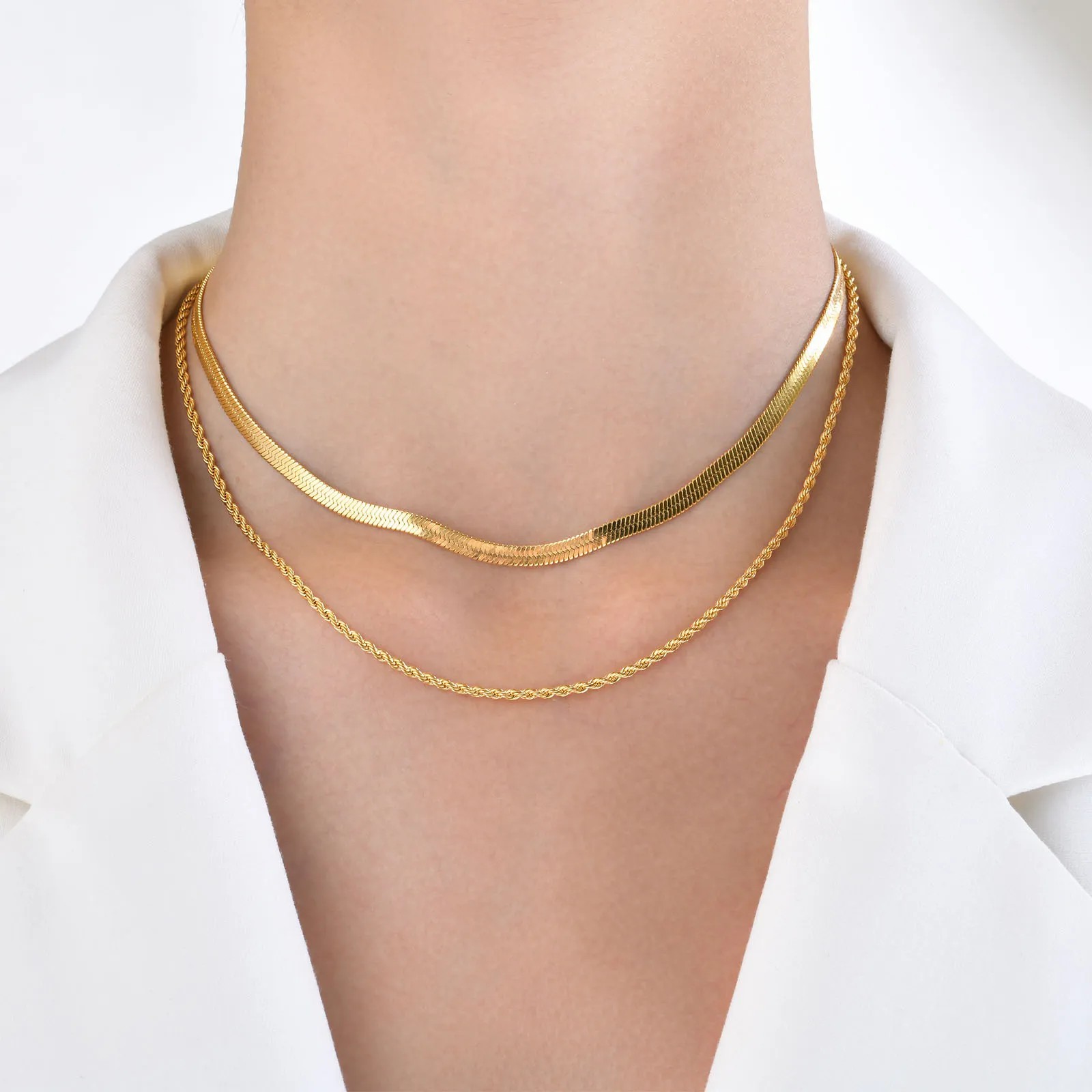 Stainless Steel Gold Plated Layered Necklace