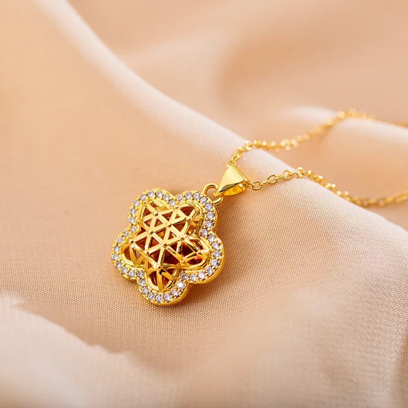 Flower Stainless Steel Pendant Necklace