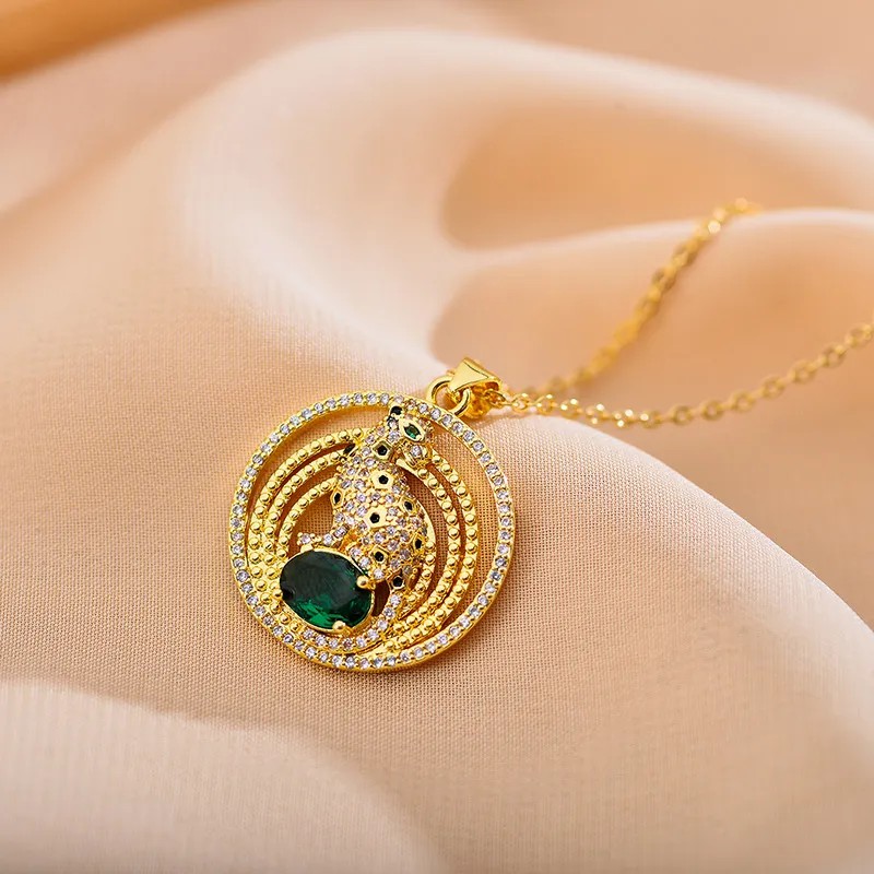 Leopard Stainless Steel Pendant Necklace