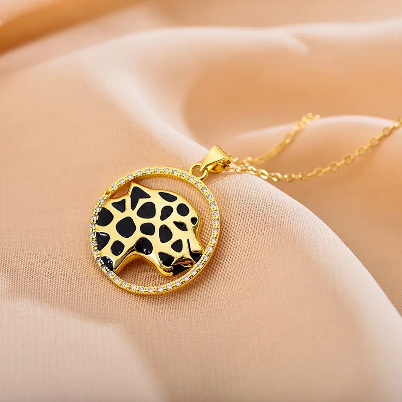 Leopard Stainless Steel Pendant Necklace