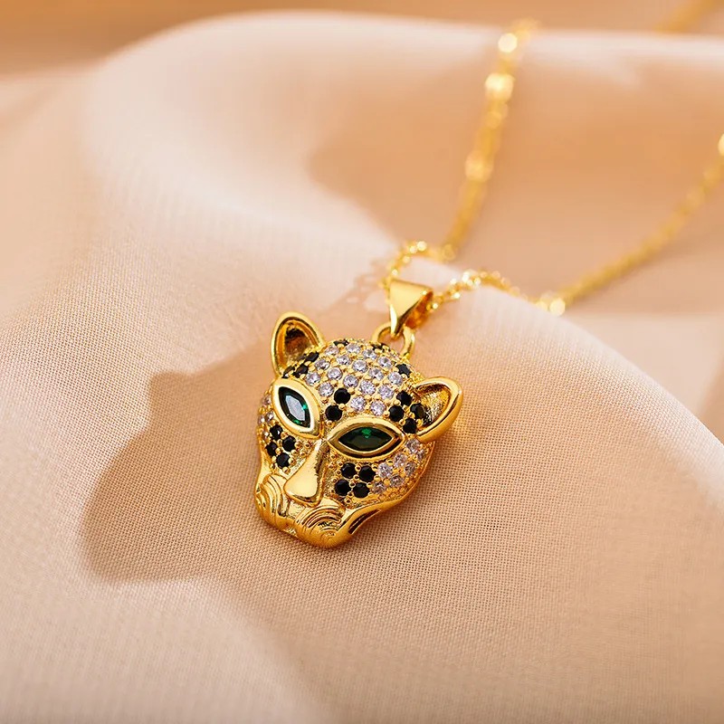 Leopard Pendant Stainless Steel Necklace