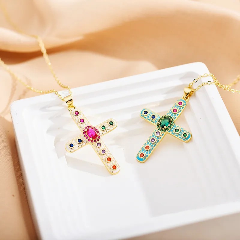 Cross Enamel Stainless Steel Necklace
