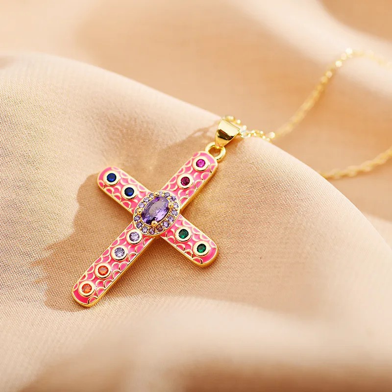 Cross Enamel Stainless Steel Necklace