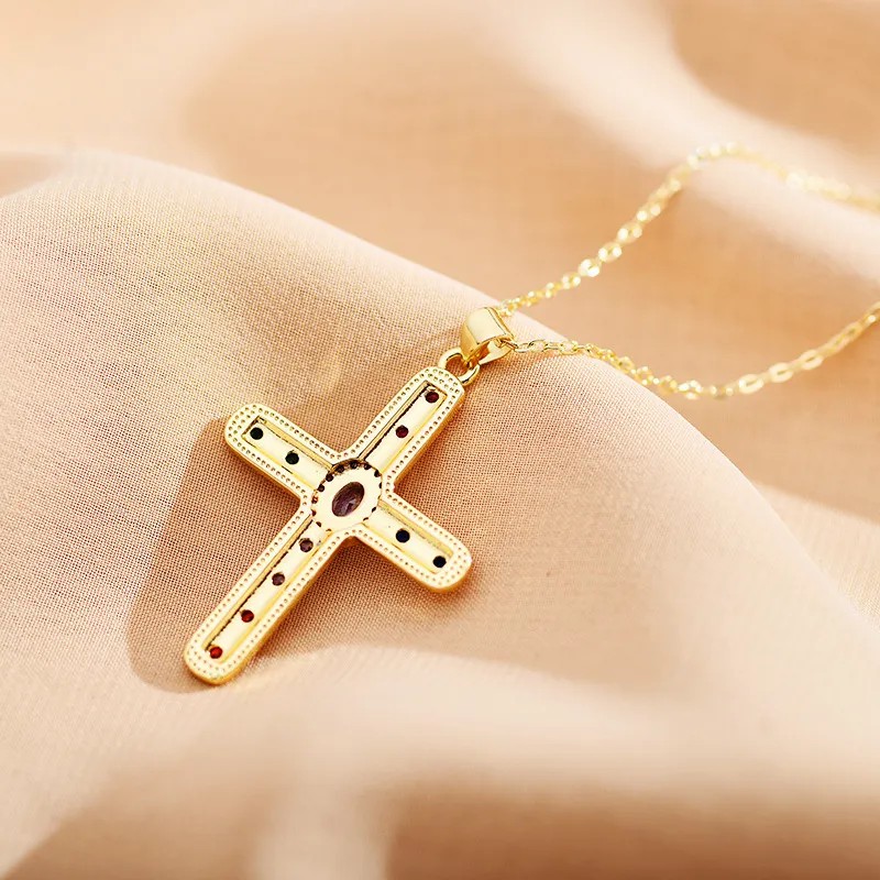 Cross Enamel Stainless Steel Necklace