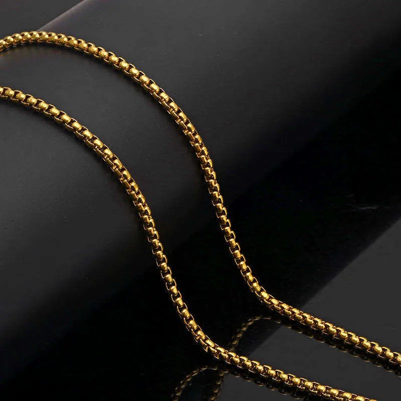 Square Pearl Stainless Steel Chain Gold