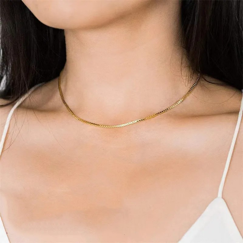Simple Style Solid Color Stainless Steel Plating 18K Gold Plated Necklace_colorza_9