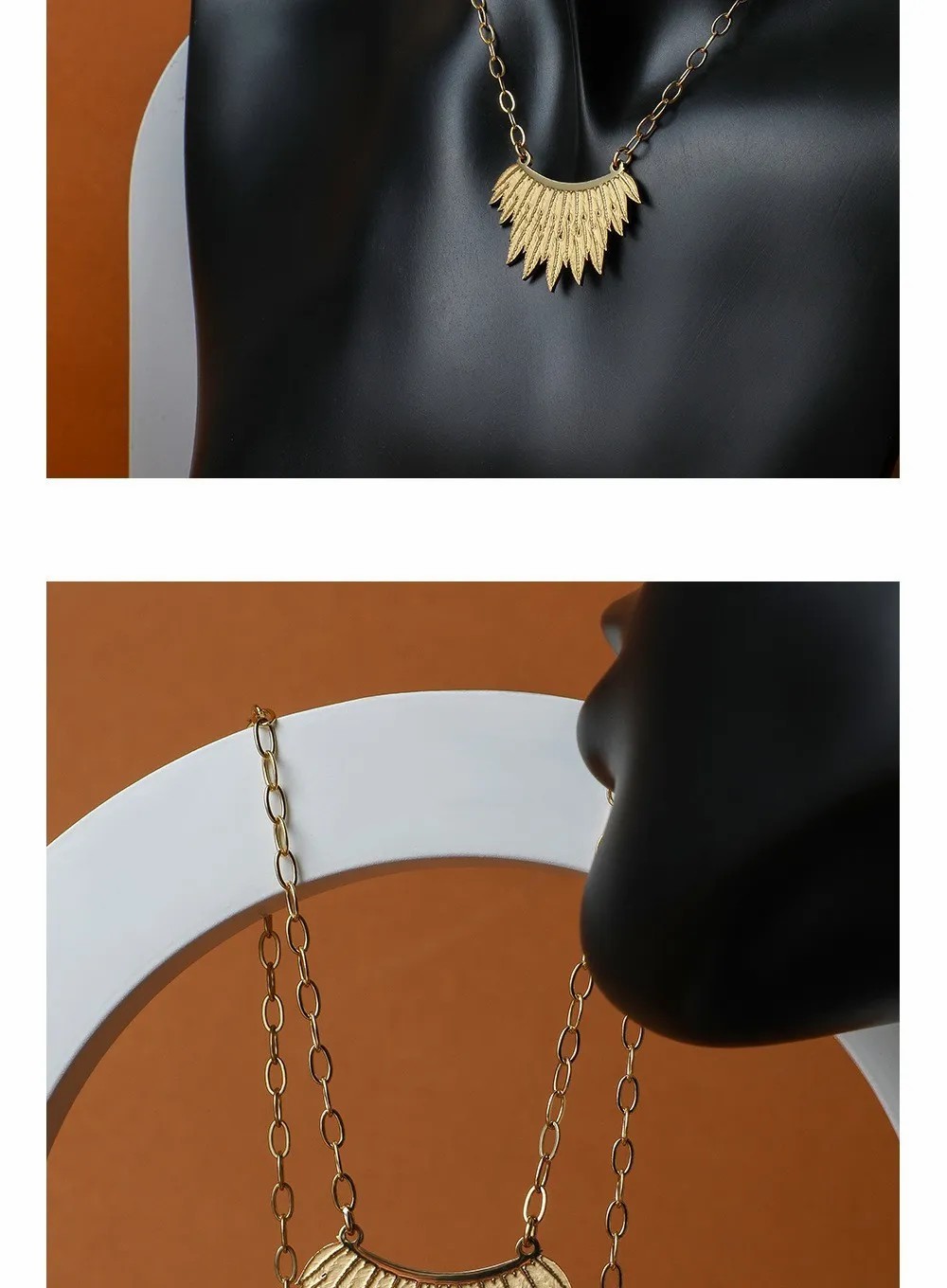 Punk Cool Style Maple Leaf Stainless Steel Plating Pendant Necklace_colorza_4