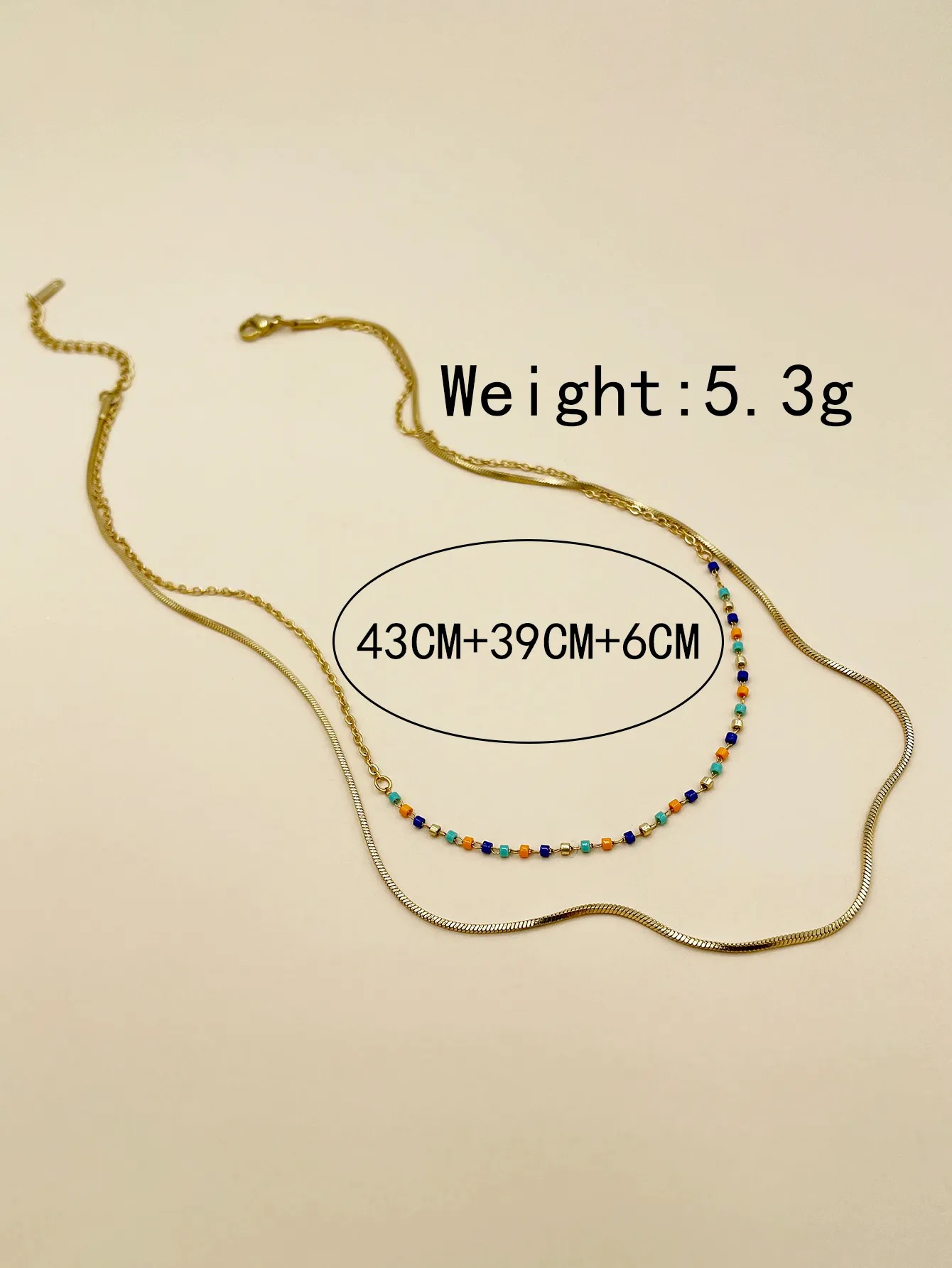 Elegant Simple Style Colorful Stainless Steel Metal Beaded Plating Gold Plated Layered Necklaces_colorza_3