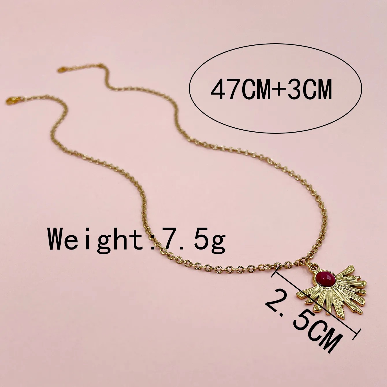 Casual Modern Style Sector Stainless Steel Metal Plating Inlay Natural Stone Gold Plated Pendant Necklace_colorza_3